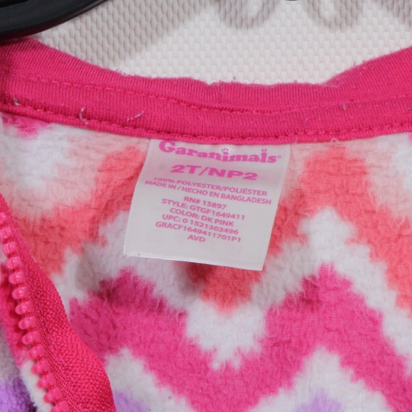 Garanimals Zig Zag Dark Pink Chevron Girls Zip Up Hoodie Size 2T - Picture 3 of 4